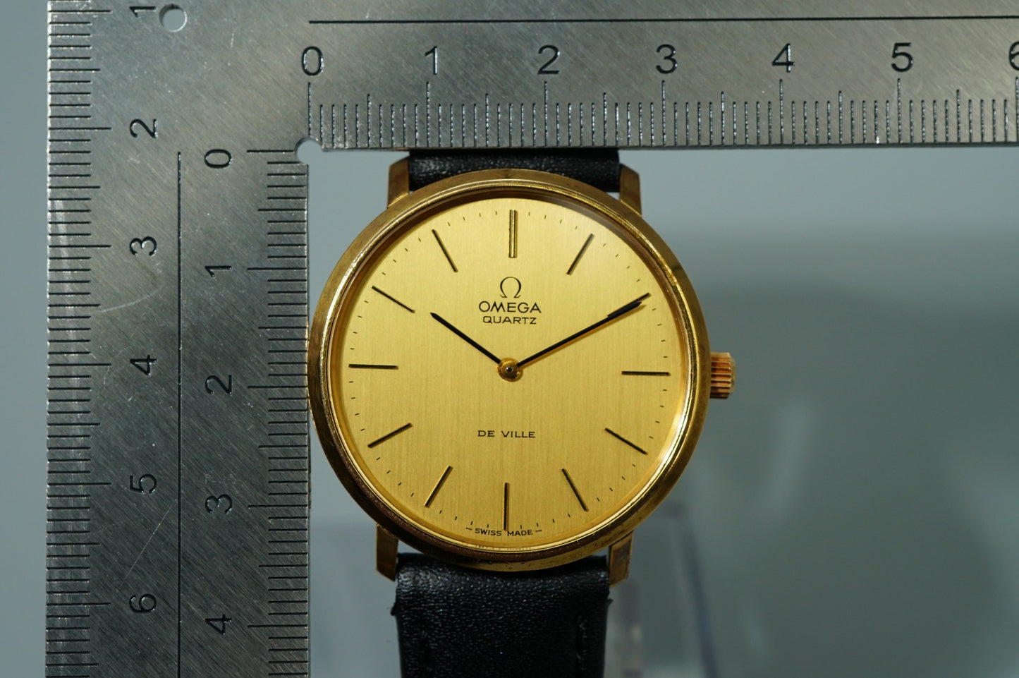 Exc+5  Vintage 1970s OMEGA De Ville Cal.1330 Ref.191 Qz Gold 34mm Mens Watch