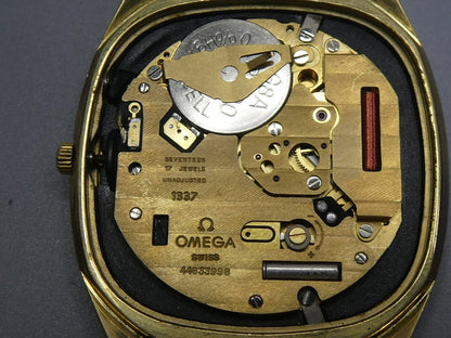 *Exc+5* Vintage 1980 OMEGA Seamaster Cal.1337 Quartz Gold Square 34mm Mens Watch