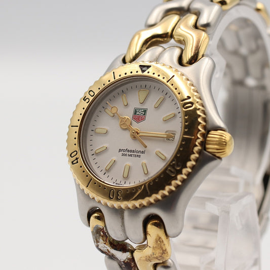 *Exc+5* Vintage 1990s TAG HEUER Professional S95.815 Qz White 29mm Women Watch