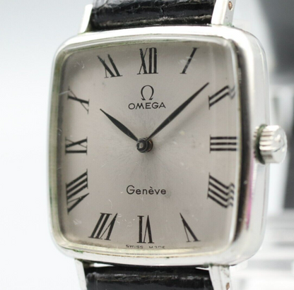 *Exc+5* Vintage OMEGA Geneve Cal.625 Hand Winding Silver Dial Square Women Watch