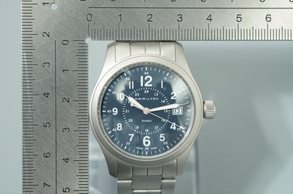 *N MINT* HAMILTON Khaki H682010 Quartz Navy Dial Blue 38mm Date Mens Watch