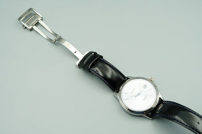 *NEAR MINT*  SEIKO MECHANICAL 6R15-01S0 AT Blue Dial Round 40mm Mens Watch