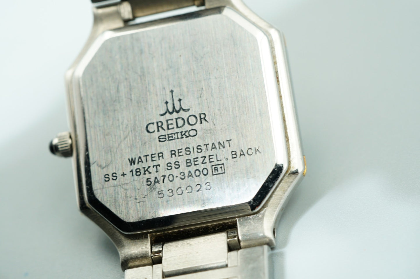 *N MINT* Vintage 1996 SEIKO CREDOR 5A70-3A00 Qz Gray Octagon 22mm Women Watch