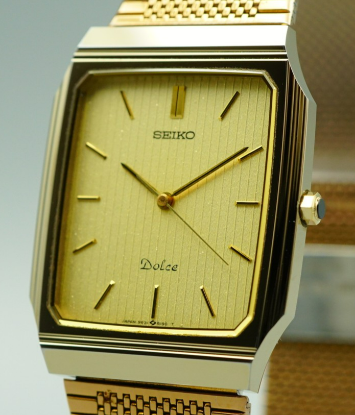 *NEAR MINT* Vintage 1986 SEIKO Dolce 9531-5160 Qz Gold  Square 28mm Women Watch