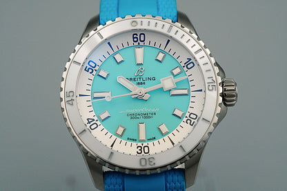 *MINT* BREITLING superocean A17377 Automatic Blue Dial Round 36mm Mens Watch