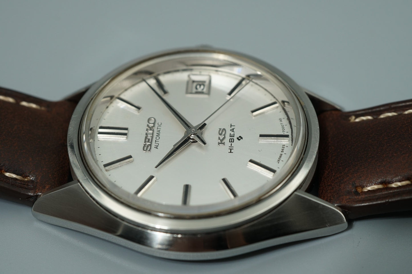 MINT Vintage 1970s SEIKO KS HI-BEAT 5625-7110 Auto Silver Round 36mm Mens Watch