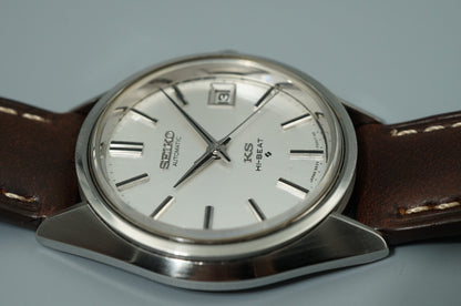 MINT Vintage 1970s SEIKO KS HI-BEAT 5625-7110 Auto Silver Round 36mm Mens Watch