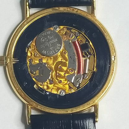 *NEAR MINT* Vintage OMEGA De Ville Cal.1378 Qz Gold Dial Round 32mm Mens Watch