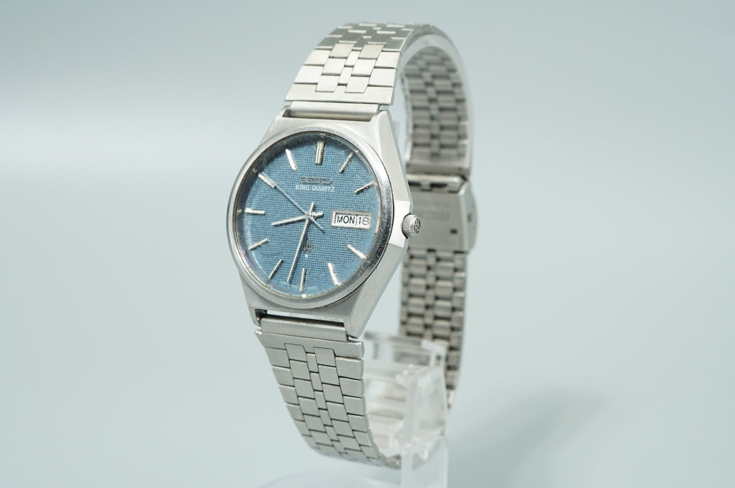 *Working for Parts* Vintage 1970s SEIKO KING 4823-8050 Qz Blue 36mm Mens Watch