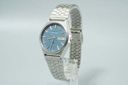 *Working for Parts* Vintage 1970s SEIKO KING 4823-8050 Qz Blue 36mm Mens Watch