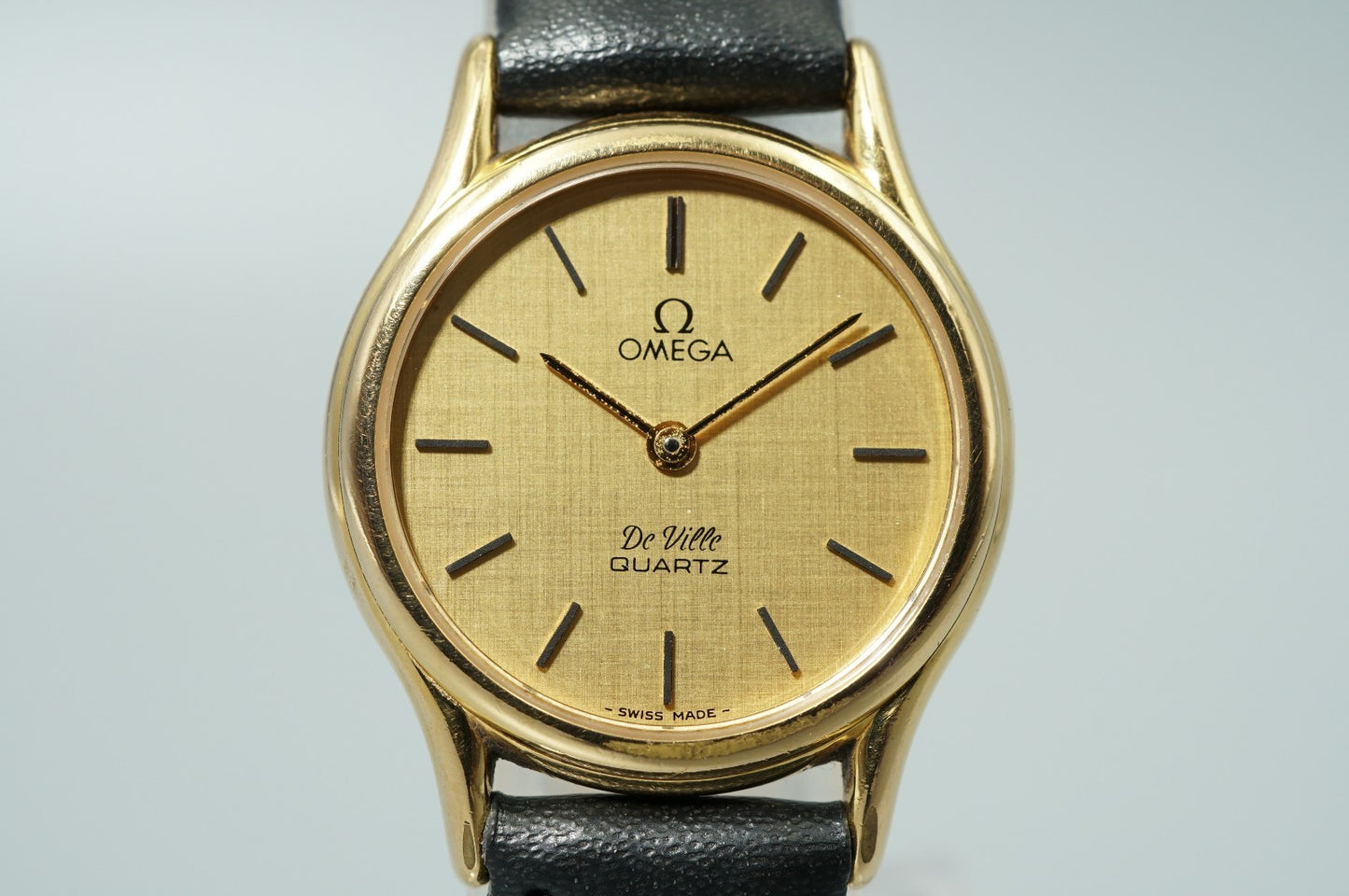 *NEAR MINT* Vintage 1979 OMEGA De Ville Cal.1365 Qz Gold Round 24mm Women Watch