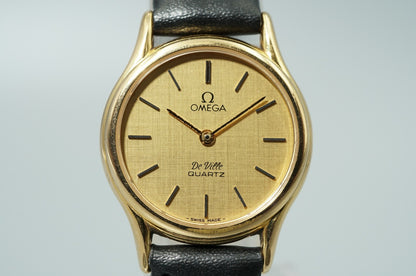 *NEAR MINT* Vintage 1979 OMEGA De Ville Cal.1365 Qz Gold Round 24mm Women Watch