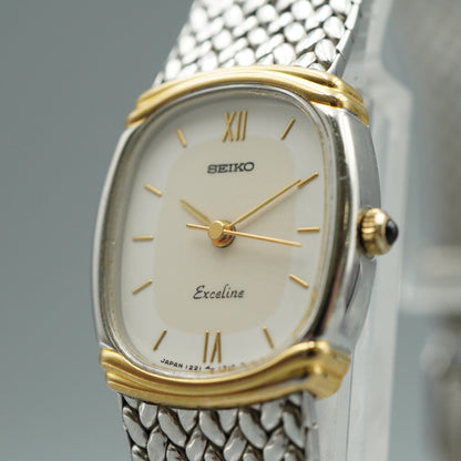 *NEAR MINT* Vintage SEIKO Exceline 1221-5890 Quartz Beige Oval 18mm Women Watch