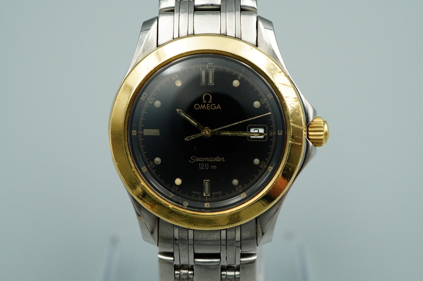 *Exc+5* Vintage 1990s OMEGA Seamaster Cal.1438 196.1501 Qz Black 36mm Mens Watch