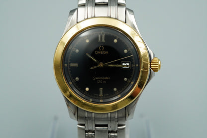 *Exc+5* Vintage 1990s OMEGA Seamaster Cal.1438 196.1501 Qz Black 36mm Mens Watch