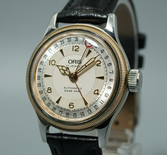 *MINT* Vintage 1980s Oris Big Crown 7400B Automa White Round 32mm Woｍens Watch