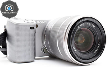 SONY NEX-5 Silver Mirrorless Digital Camera 18-55mm Lens Japanese language only