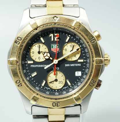 *Exc+5*  TAG HEUER Professional 2000 CK1120 Qz Black Dial Round 39mm Mens Watch