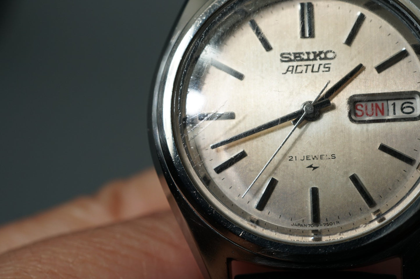Work for Parts Vintage 1970s SEIKO ACTUS 7019-7430 Auto Silver 38mm Mens Watch