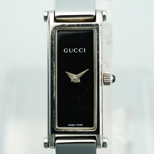 *Exc+5* GUCCI 1500L Quartz Black Dial Rectangle 12 mm Women,Ladies Watch