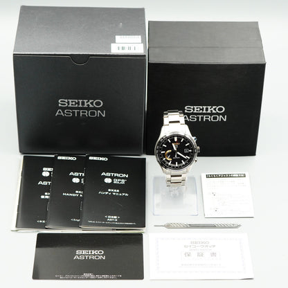 Box & Papar Vintage SEIKO ASTRON 8X22-0AJ0ｰ2 Solar Black Dial 45mm Mens Watch
