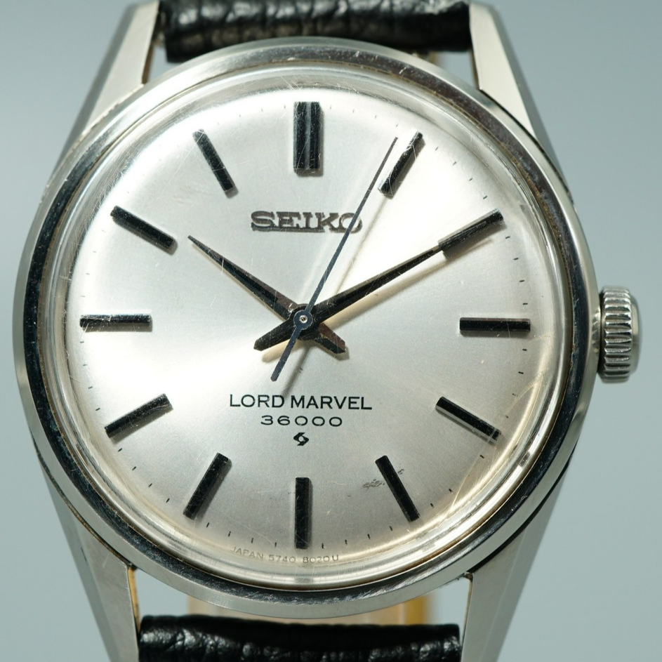 N MINT Vintage 1964 SEIKO LORD MARVEL 5740-8000 AT Silver Round 34mm Mens Watch