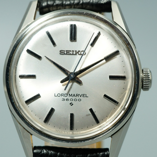 N MINT Vintage 1964 SEIKO LORD MARVEL 5740-8000 AT Silver Round 34mm Mens Watch