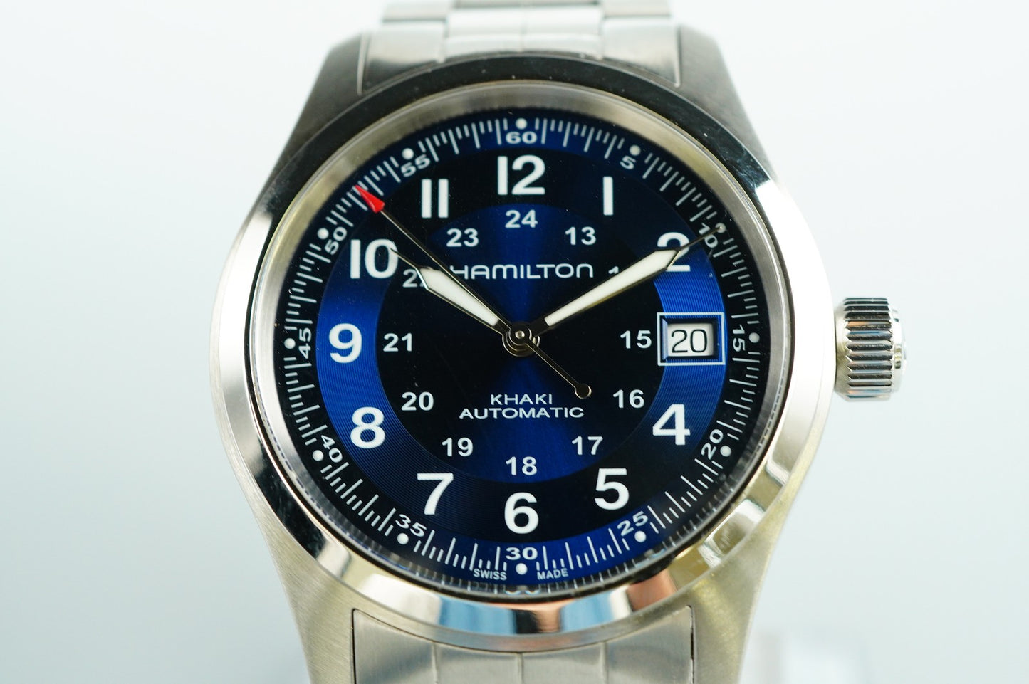 *TOP MINT* HAMILTON KHAKI H704551 Automatic Blue Dial Round 38mm Mens Watch