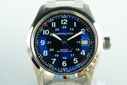 *TOP MINT* HAMILTON KHAKI H704551 Automatic Blue Dial Round 38mm Mens Watch