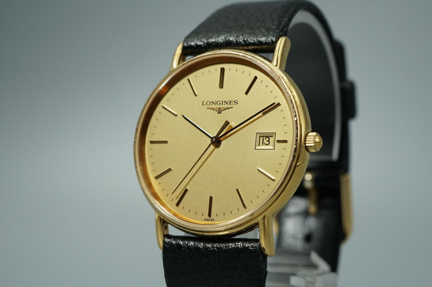 *Exc+5* Vintage 1991 LONGINES L4.636.2 Quartz Gold Dial 32mm Round Mens Watch
