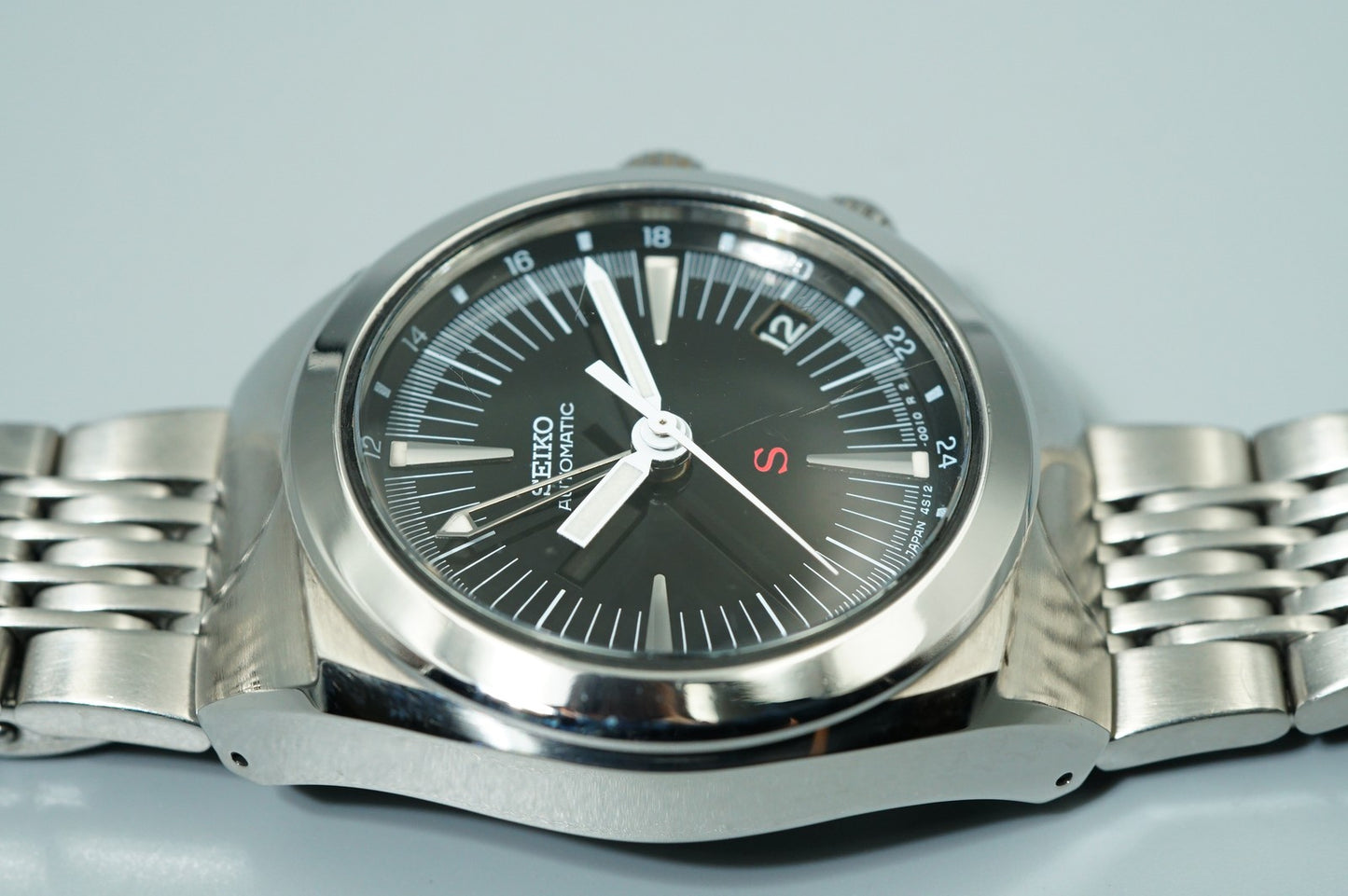 *N MINT* Vintage 1997 SEIKO HI-BEAT 4S12-0010 AT Black Round 37mm Mens Watch