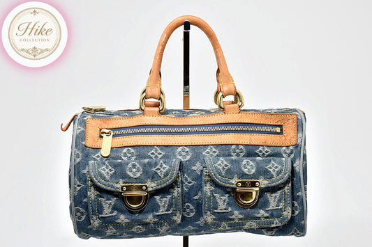 Louis Vuitton Denim Neo Speedy Monogram Handbag M95019 Auth Condition *B* B0085