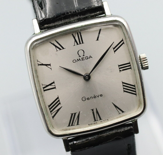 *Exc+5* Vintage OMEGA Geneve Cal.625 Hand Winding Silver Dial Square Women Watch