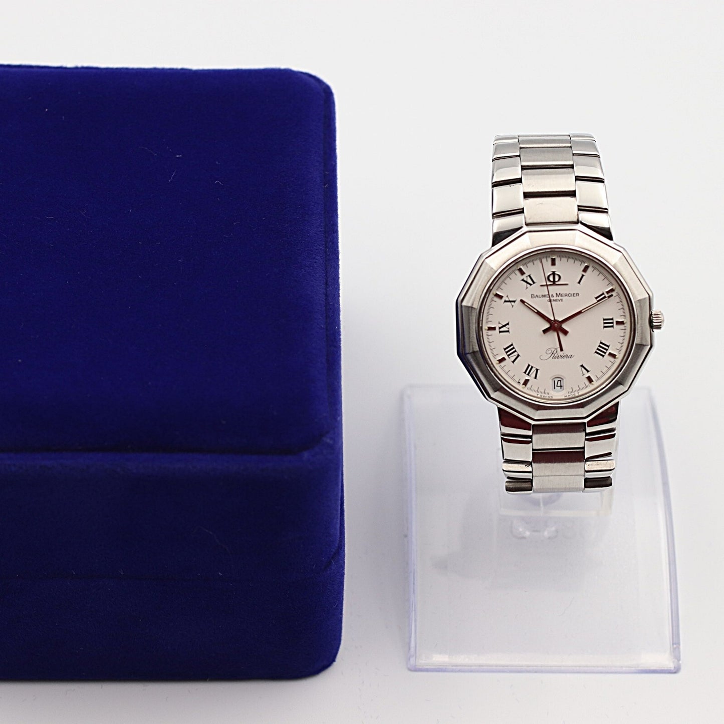 *N MINT* Vintage 1990s BAUME MERCIER Riviera 5131 Qz White 33mm Mens Watch