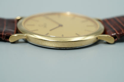 NEAR MINT Vintage 1986 OMEGA De Ville Cal.1378 Quartz Gold Dial 32mm Women Watch
