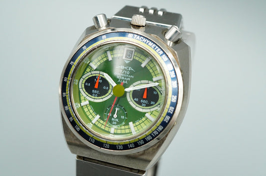 *Exc+5* Vintage SEIKO ALBA V657 6060 Quartz Green Dial Round 41mm Mens Watch