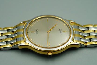 *Exc+5* Vintage 1984 SEIKO Dolce 9530-6000 Qz Gold Round 31mm Mens Watch