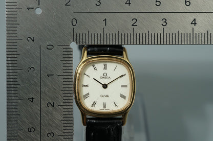 *Exc+4* Vintage OMEGA De Ville Cal.1387 Qz White Square 21mm Women,Ladies Watch