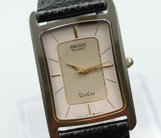 *MINT* Vintage SEIKO Dolce 7321-5490 Quartz White Dial Square  Mens Watch JAPAN
