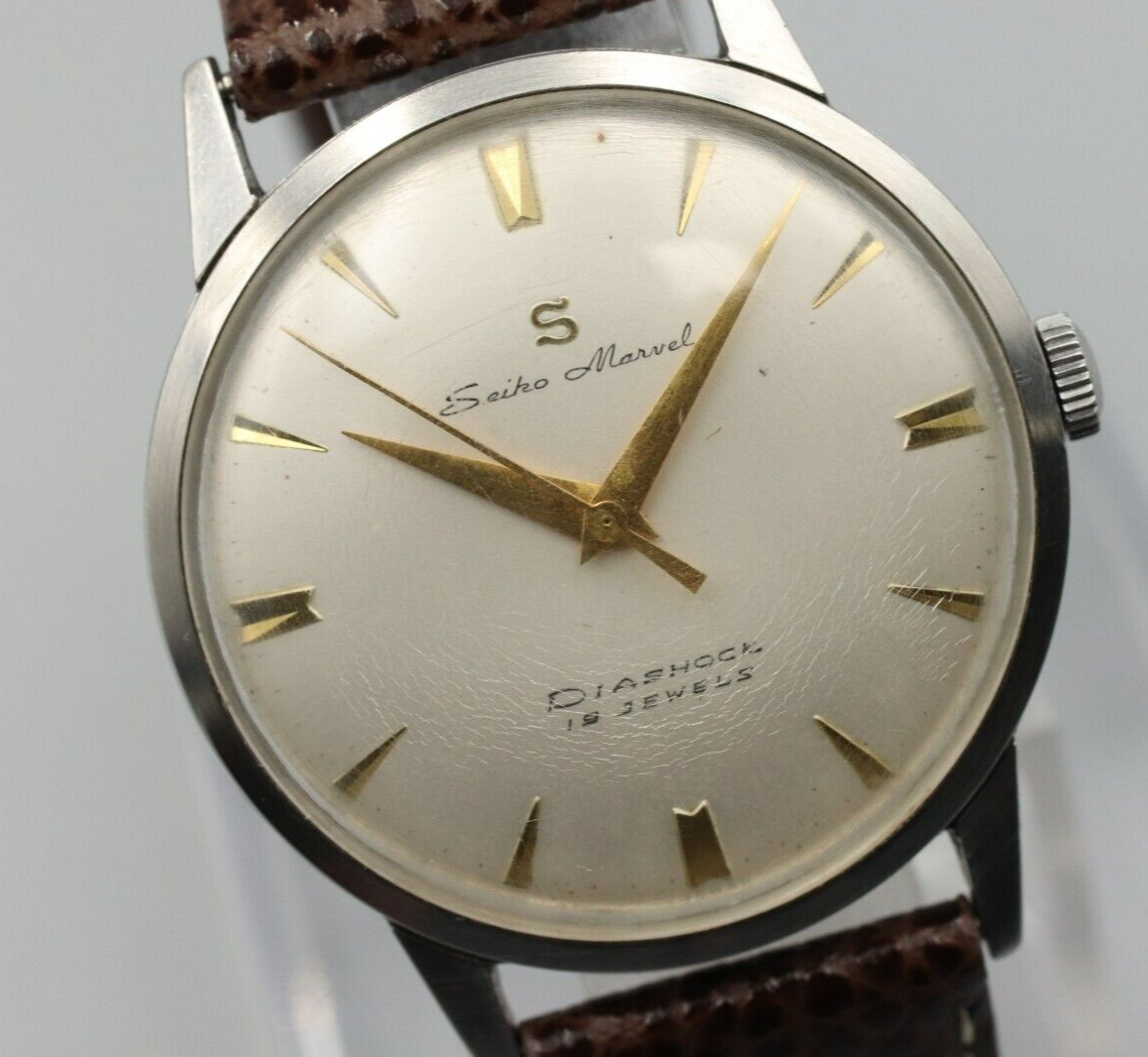 *Exc+4* "Vintage 1966" SEIKO Marvel 14025 Quartz White Dial Round Mens Watch