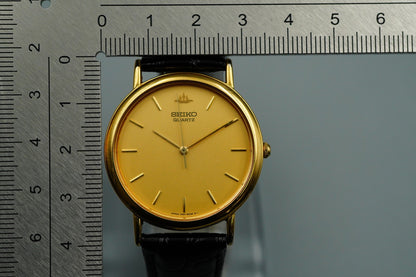*NEAR MINT* Vintage SEIKO Credor 7N01-8A10 Quartz Gold Round 34 mm Mens Watch