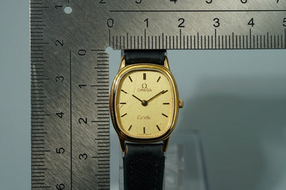 Exc+5 Vintage 1986 OMEGA De Ville Cal.1450 Ref.591.0281 Qz Gold 20mm Women Watch