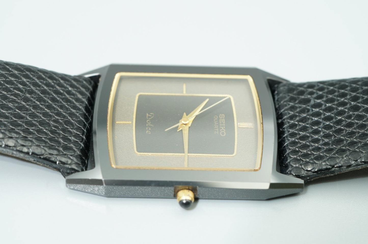 *MINT* Vintage 1977 SEIKO Dolce 9521-5200 Qz Black Rectangle 26mm Women Watch