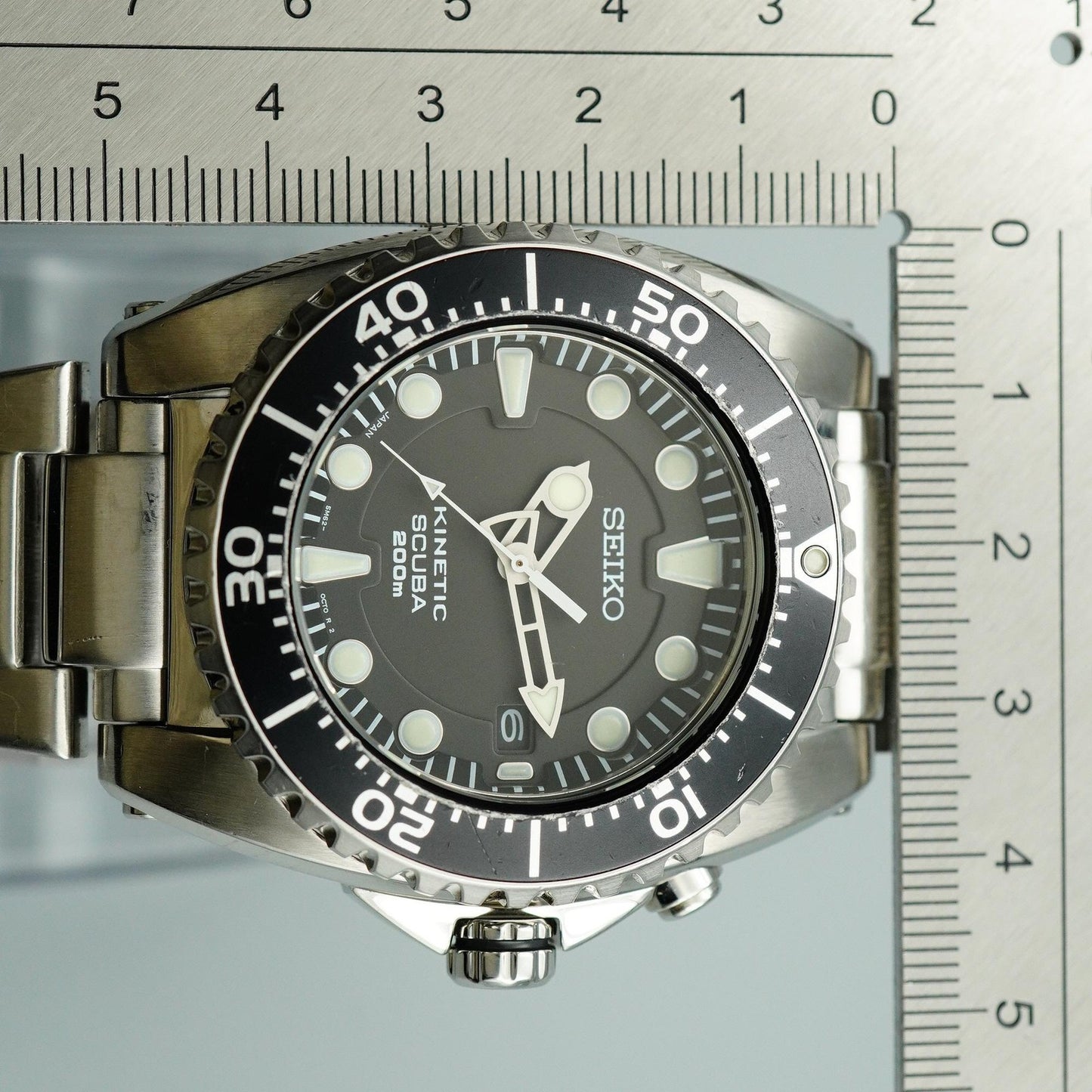 Serviced New Batt *Near MINT* SEIKO Kinetic 5M62-0BL0 AT Black 43mm Mens Watch