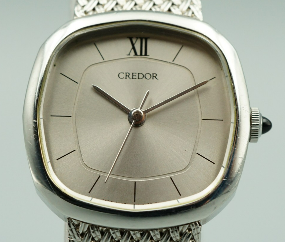 *NEAR MINT* Vintage 1985 SEIKO CREDOR 1421-5021 Qz Cream Square 22mm Women Watch