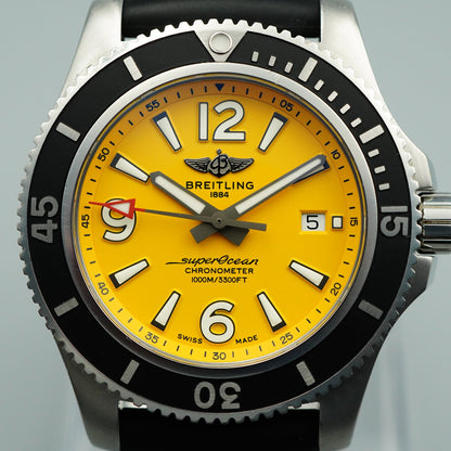 *Exc+5 Box & Paper* BREITLING Superocean A17367 Automatic Yellow 46mm Mens Watch
