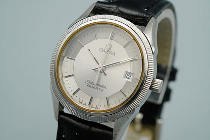 RARE *N MINT* Vintage OMEGA Seamaster pie pan Dial Cal.1380 Qz 25mm Women Watch