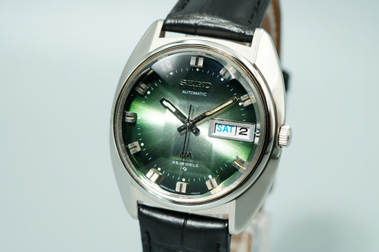 Serviced Vintage SEIKO Lord Matic 5606-7230 Automatic Green Dial 35mm Mens Watch