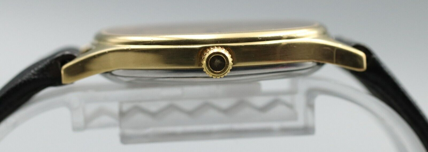 *Exc+5* Vintage OMEGA De Ville Cal.1330 Quartz Gold Dial Hexagon Mens Watch