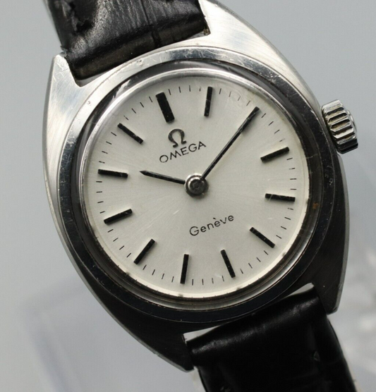 *Exc+5* Vintage OMEGA Geneve Cal.485 Hand Winding White Dial Round Women Watch